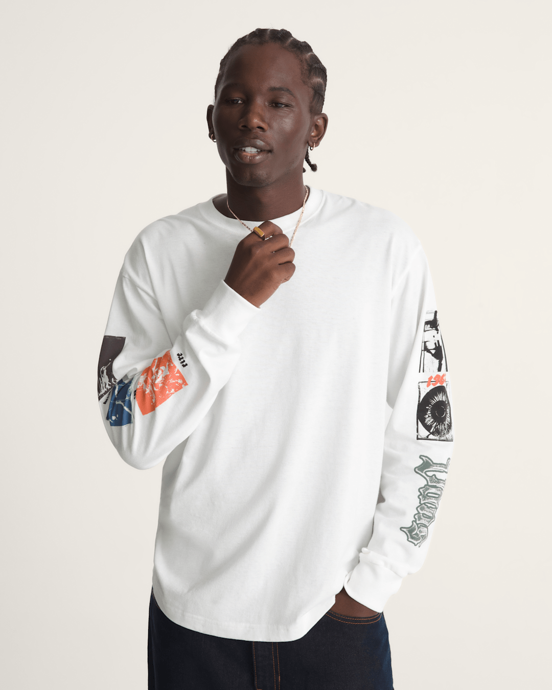 Stormcast Long Sleeve T-Shirt in Marshmallow White | Vans on sale