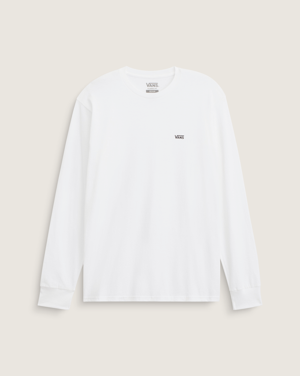 Left Chest Logo Long Sleeve T-Shirt in White / Black | Vans discount