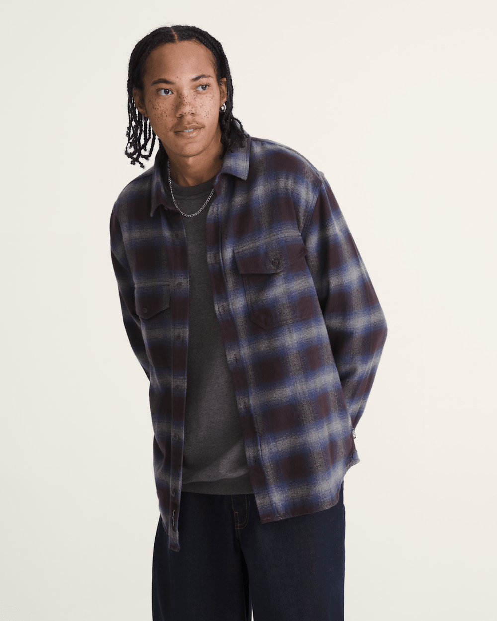 Bixby Plaid Flannel Shirt in Dark Port Red / Pewter Heather Grey | Vans online