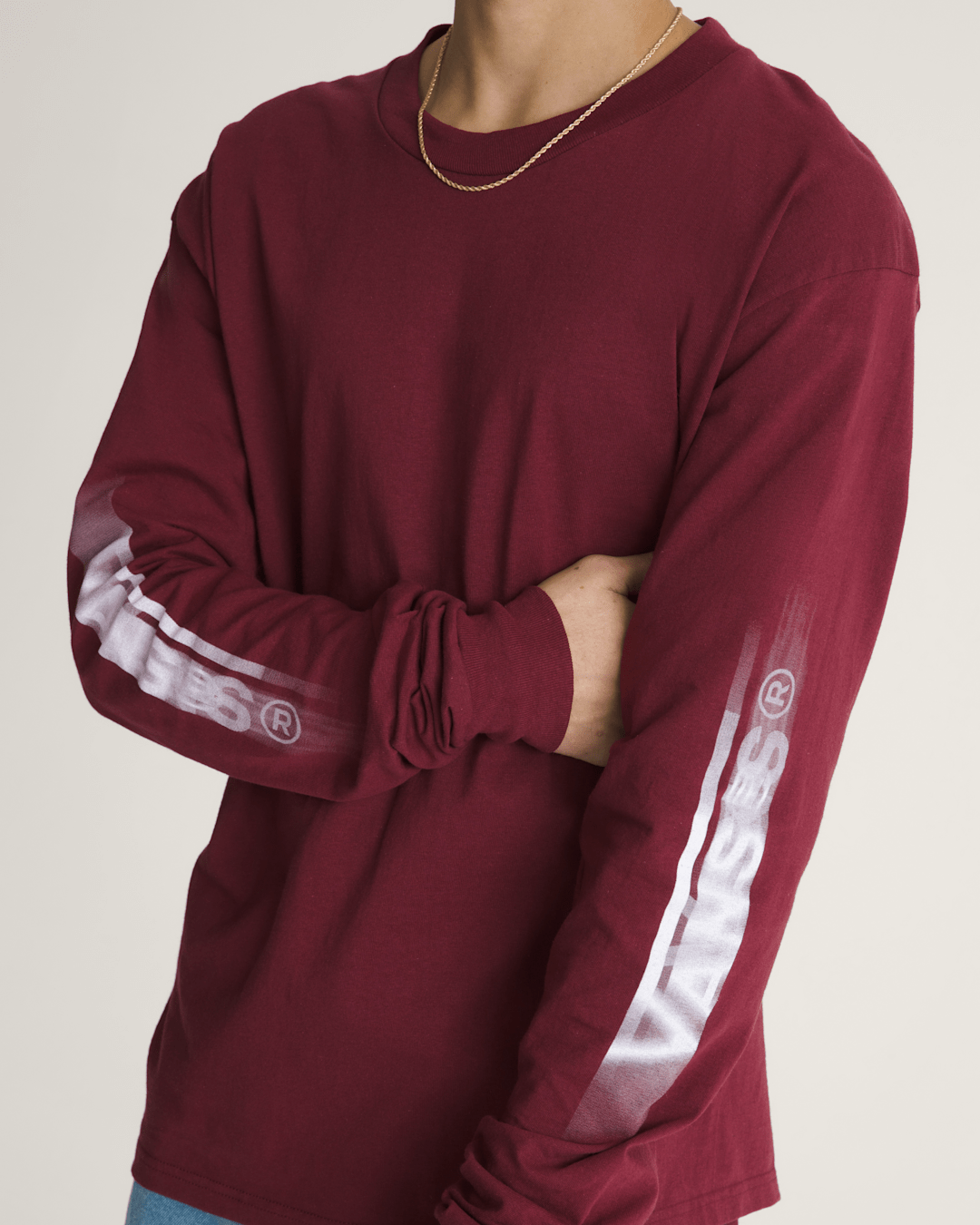 Blur Drop Long Sleeve T-Shirt in Burgundy | Vans outlet