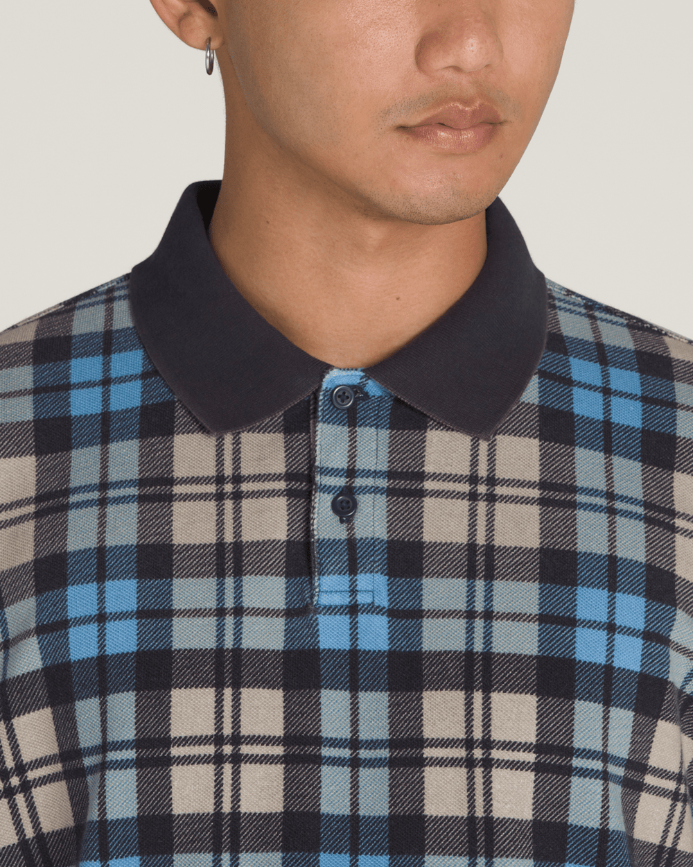 Bellmoor Plaid Polo Shirt in Parisian Night Blue / London Fog Grey | Vans sale