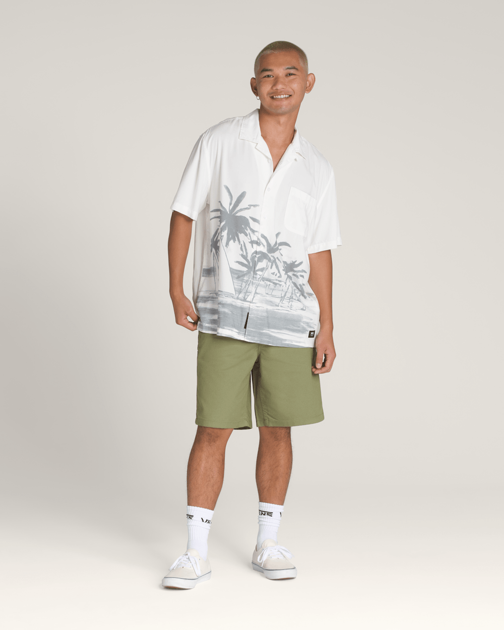 Creswell Woven Shirt in White / Grey | Vans discount