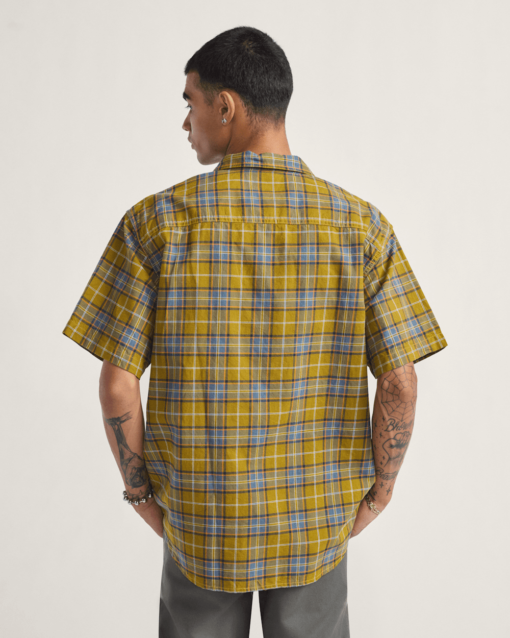 Lawson Plaid Button Up Shirt in Burnt Gold Yellow / Stormy Weather Blue | Vans outlet