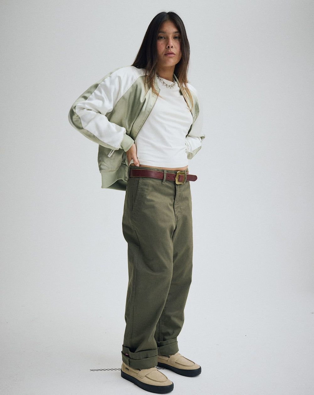 Authentic Chino Straight Pant in Mossy Olive Green | Vans outlet