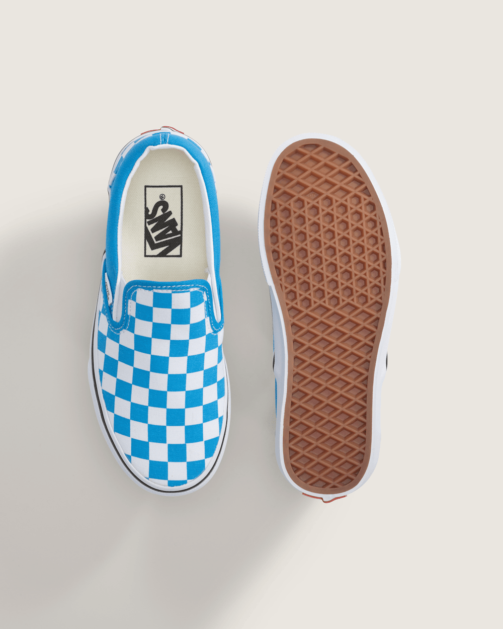 Big Kids Classic Slip-On Checkerboard Shoe in Checkerboard Bright Azure Blue | Vans sale