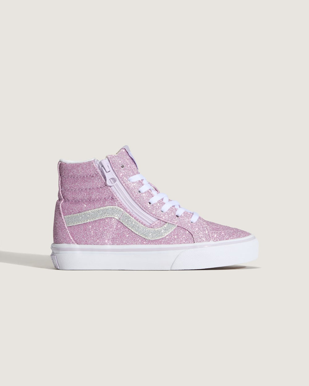Little Kids Sk8-Hi Side Zip Shoe in Glitter Lilac Mist Purple | Vans on sale