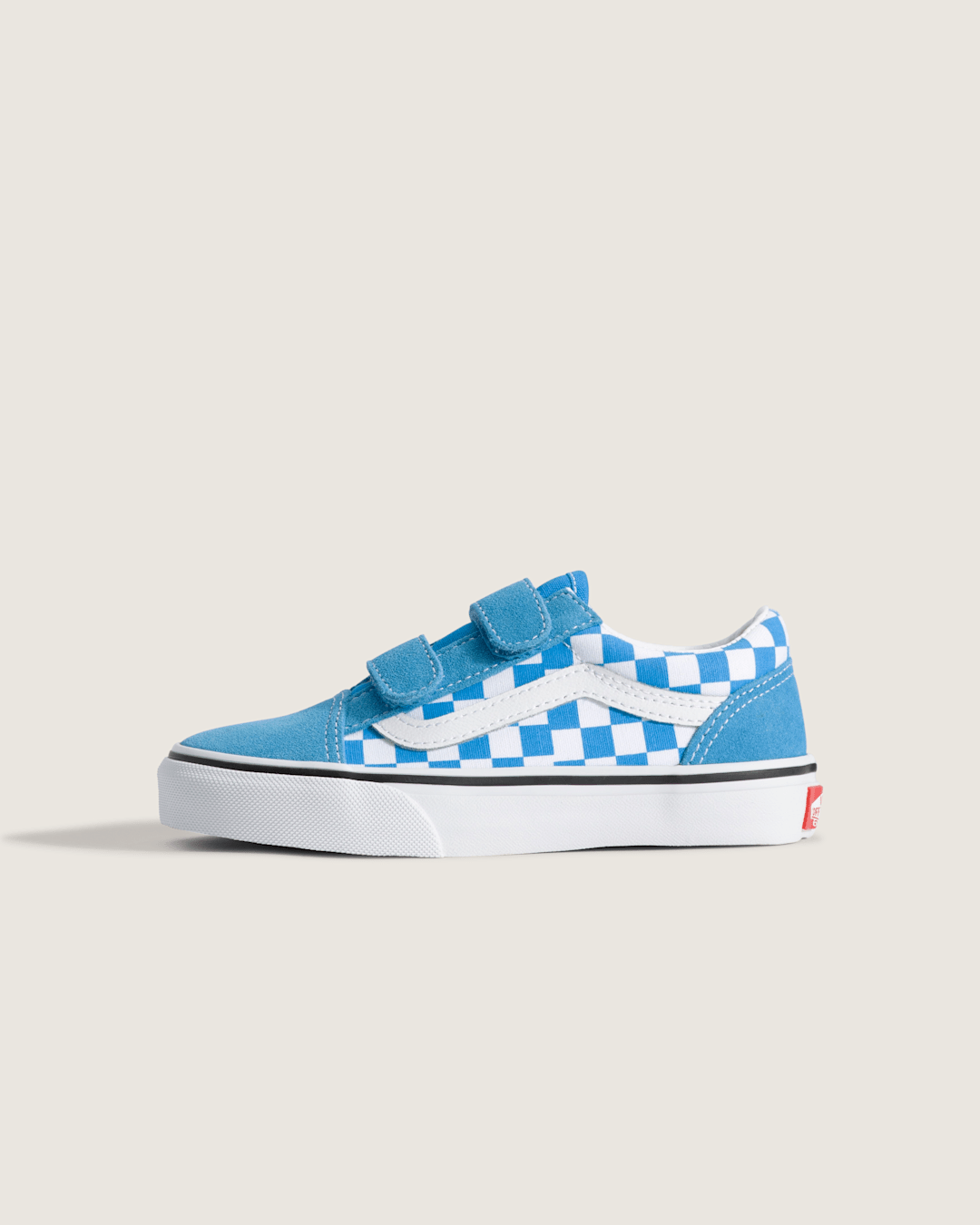 Little Kids Old Skool V Checkerboard Shoe in Checkerboard Bright Azure Blue | Vans near me