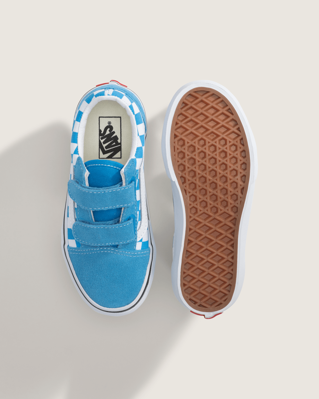Little Kids Old Skool V Checkerboard Shoe in Checkerboard Bright Azure Blue | Vans near me