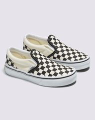 Kids Classic Checkerboard Slip-On Black/White Shoes | Vans discount