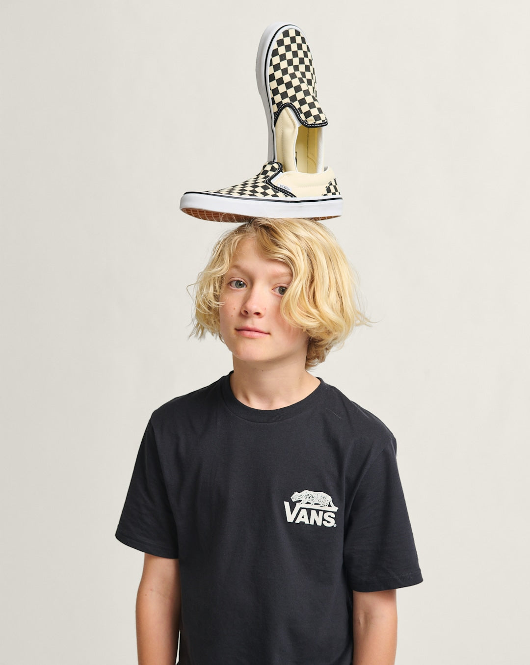 Kids Classic Checkerboard Slip-On Black/White Shoes | Vans discount