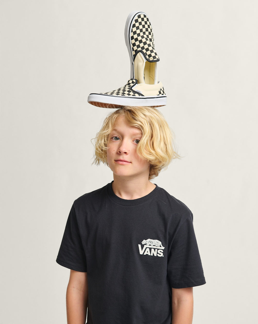Kids Classic Checkerboard Slip-On Black/White Shoes | Vans discount