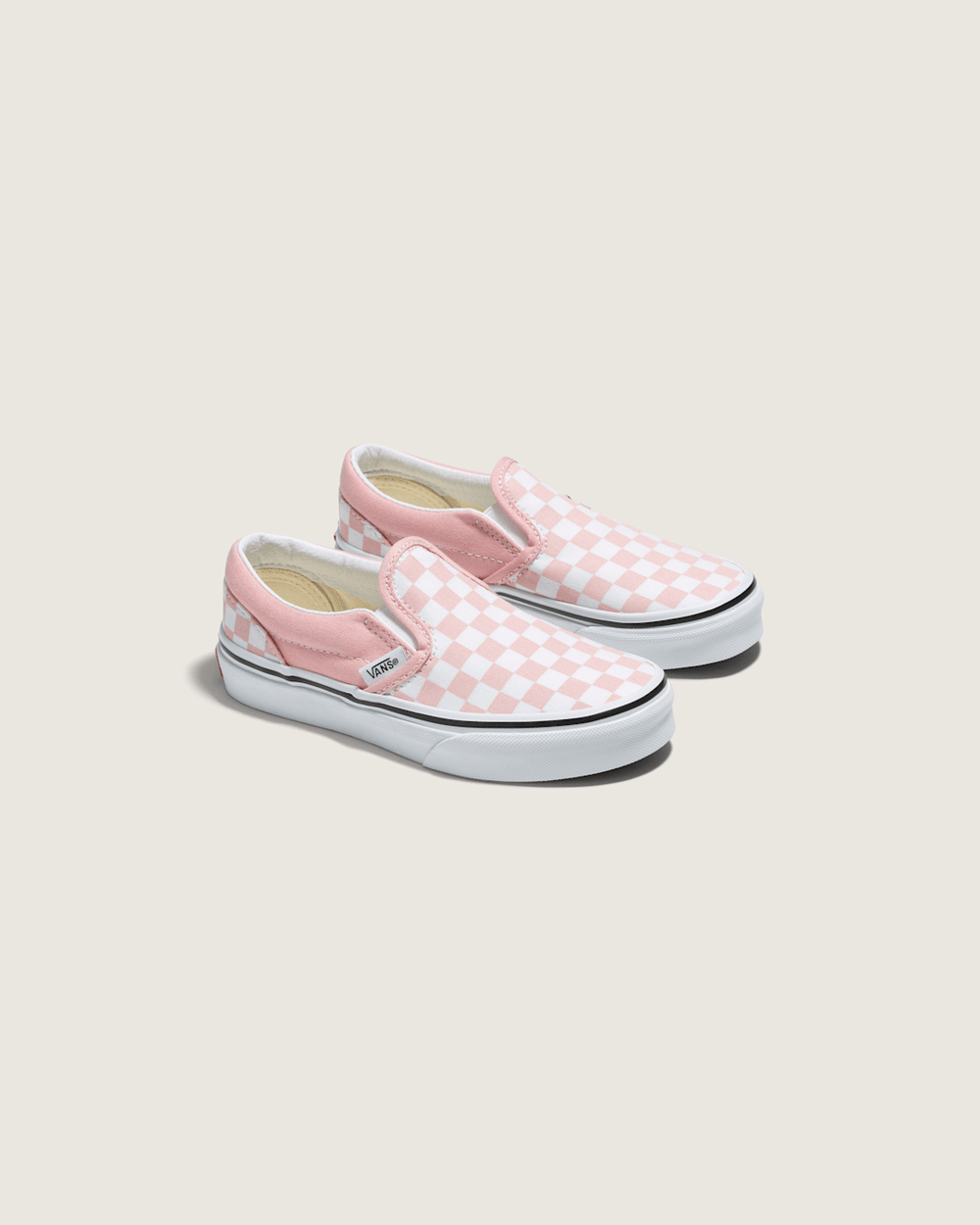 Kids Classic Checkerboard Slip-On Powder Pink/True White Shoes | Vans online