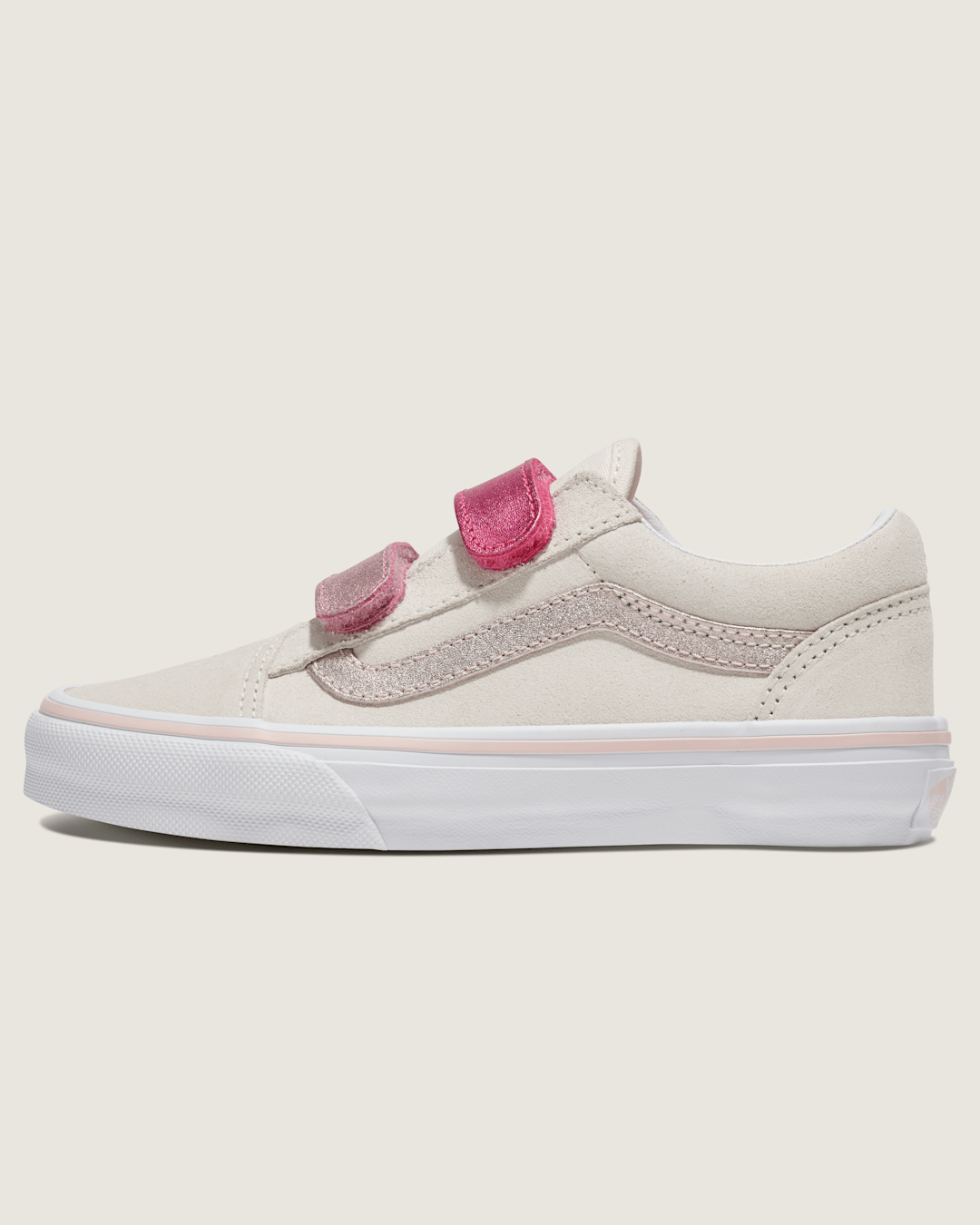 Little Kids Old Skool V Shoe in Marshmallow White / Metallic Pink | Vans online