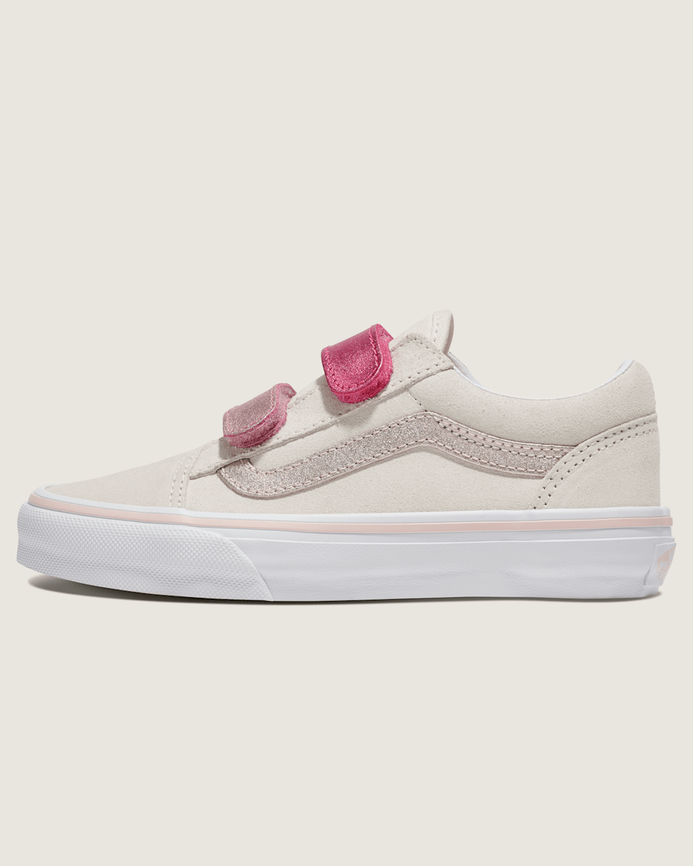 Little Kids Old Skool V Shoe in Marshmallow White / Metallic Pink | Vans online
