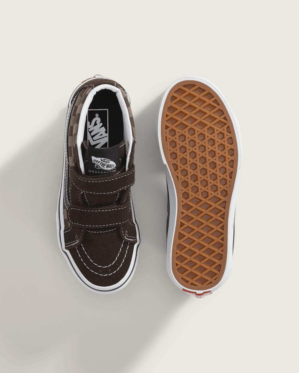 Little Kids' Sk8-Mid V Checkerboard Shoe in Checkerboard Brown | Vans outlet