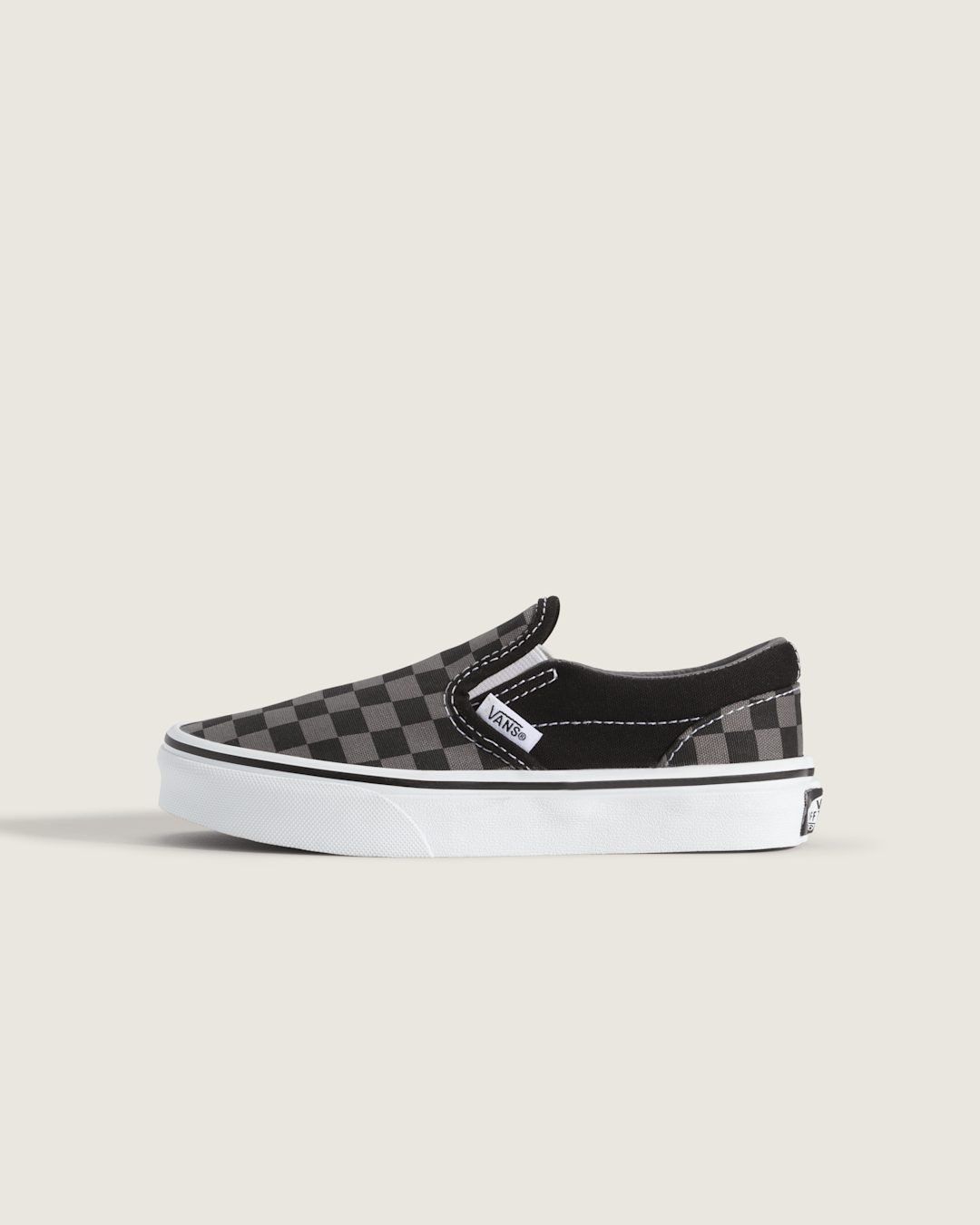 Kids Classic Checkerboard Slip-On Black/Pewter Shoes | Vans on sale