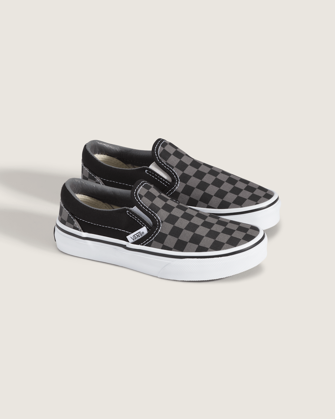 Kids Classic Checkerboard Slip-On Black/Pewter Shoes | Vans on sale