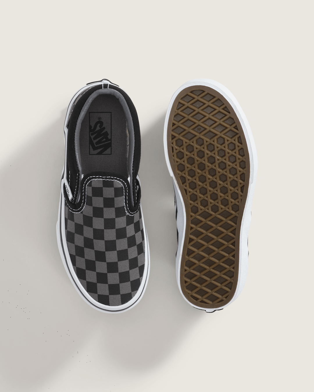 Kids Classic Checkerboard Slip-On Black/Pewter Shoes | Vans on sale