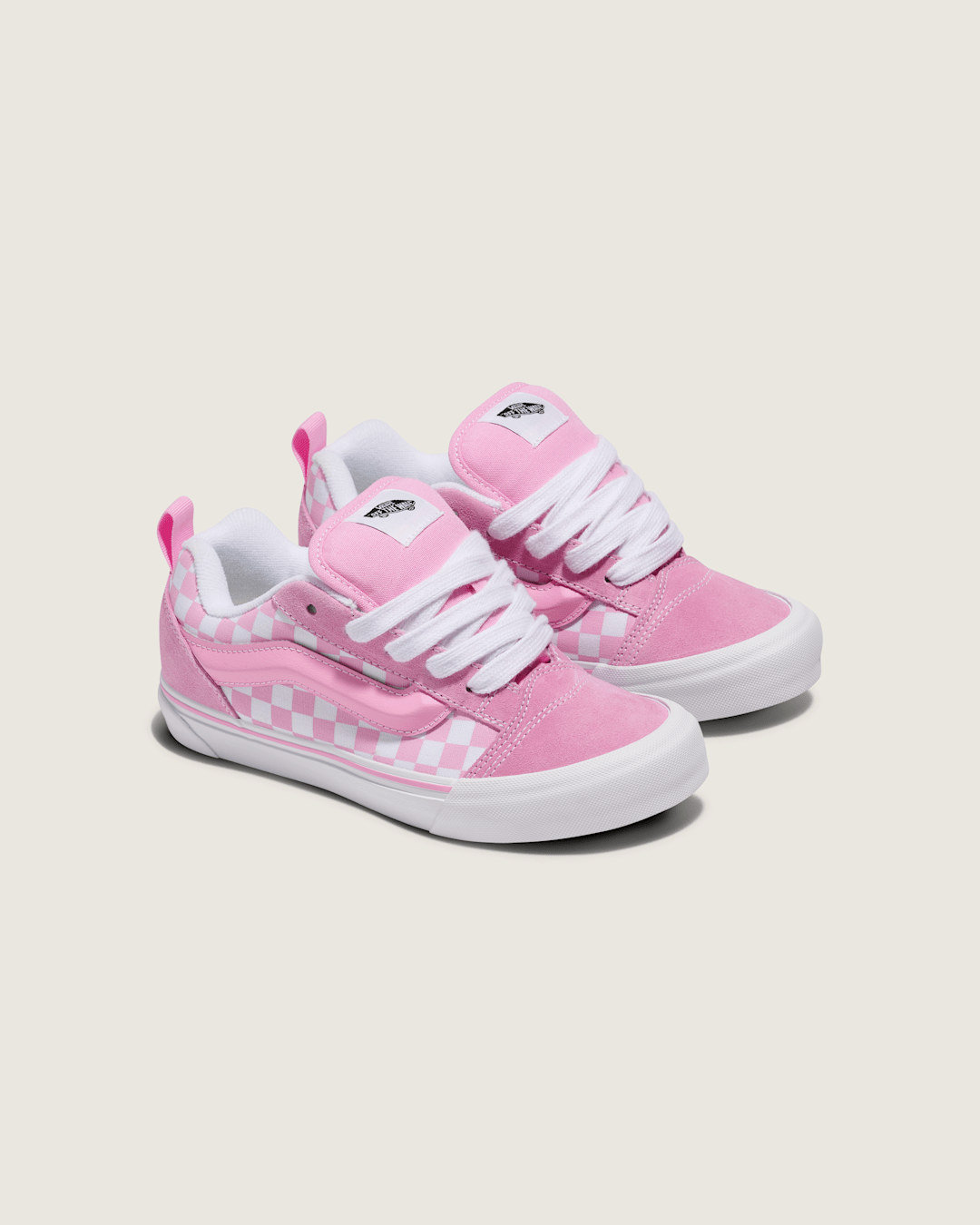 Little Kids Knu Skool Checkerboard Shoe in Checkerboard Prism Pink / True White | Vans sale