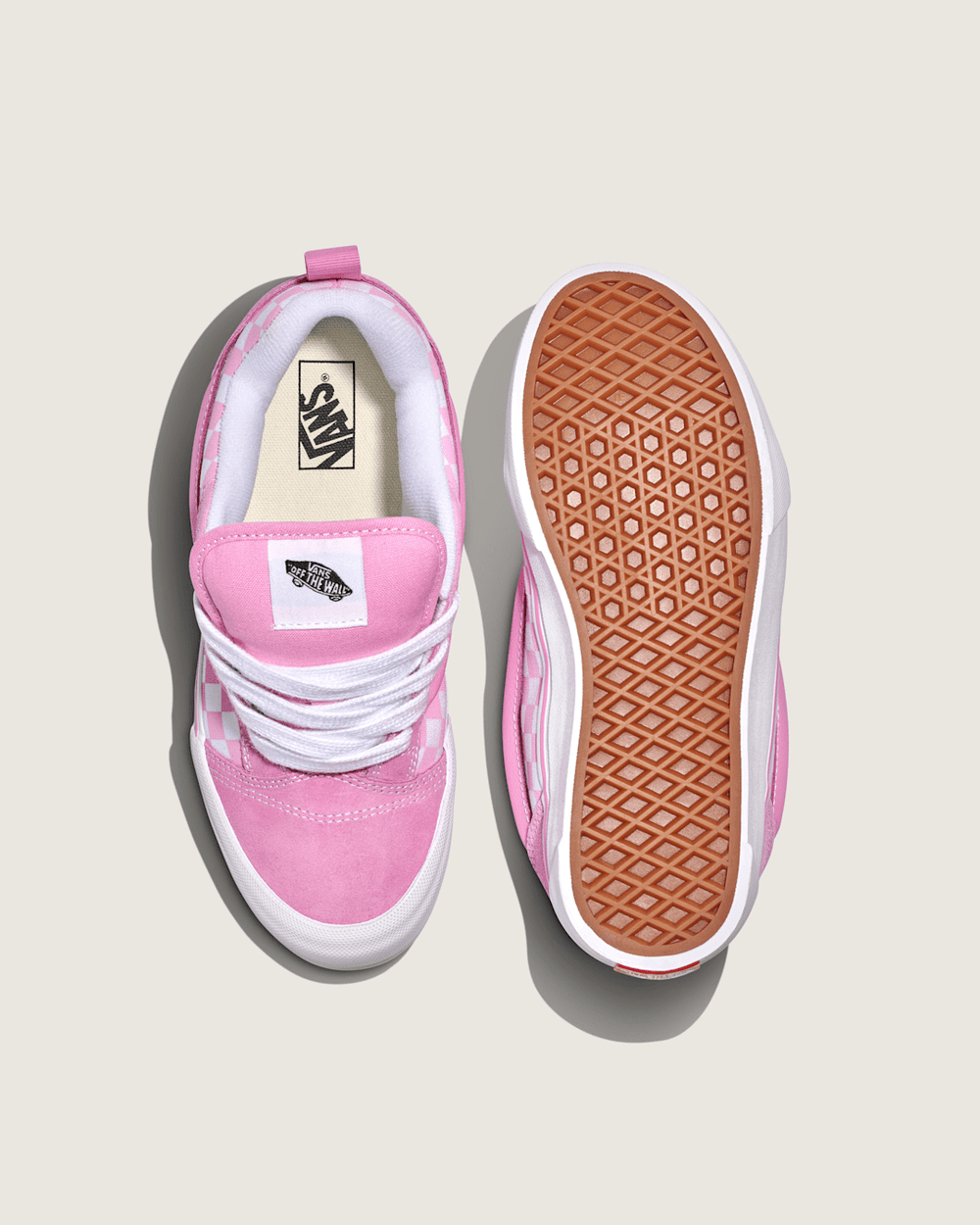 Little Kids Knu Skool Checkerboard Shoe in Checkerboard Prism Pink / True White | Vans sale
