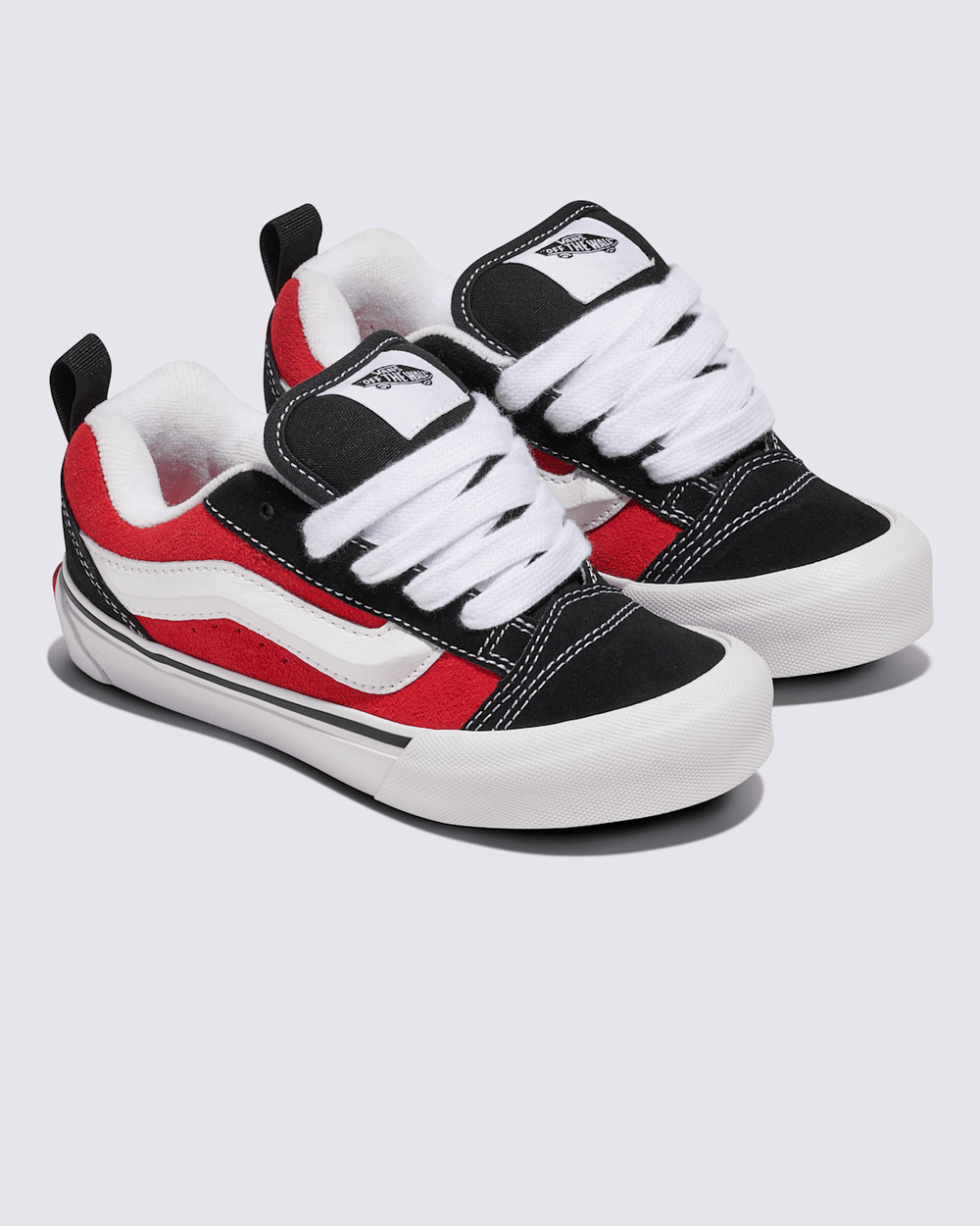 Little Kids Knu Skool Shoe in Black / Racing Red | Vans on sale