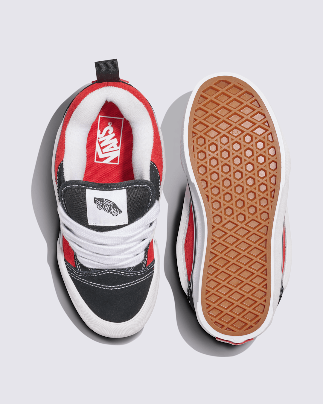 Little Kids Knu Skool Shoe in Black / Racing Red | Vans on sale
