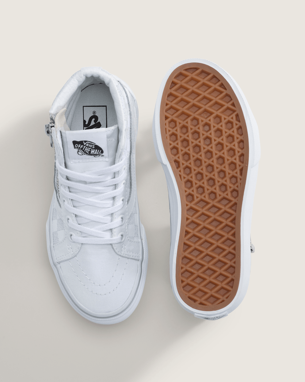Little Kids SK8-Hi Side Zip Checkerboard Shoe in Checkerboard Silver Grey | Vans near me