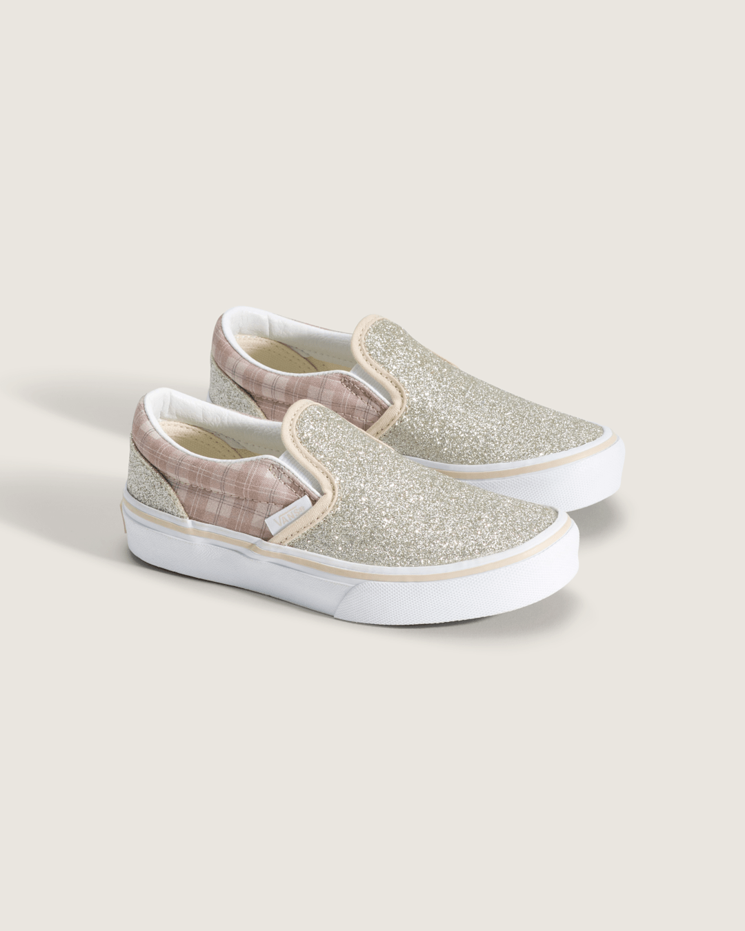 Little Kids Classic Slip-On Shoe in Glitter Plaid Incense | Vans near me