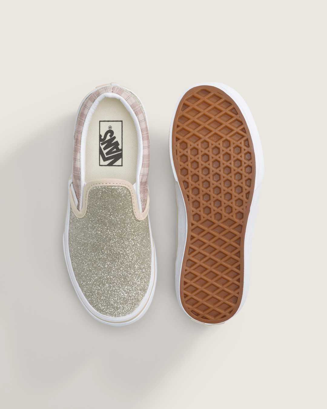 Little Kids Classic Slip-On Shoe in Glitter Plaid Incense | Vans near me
