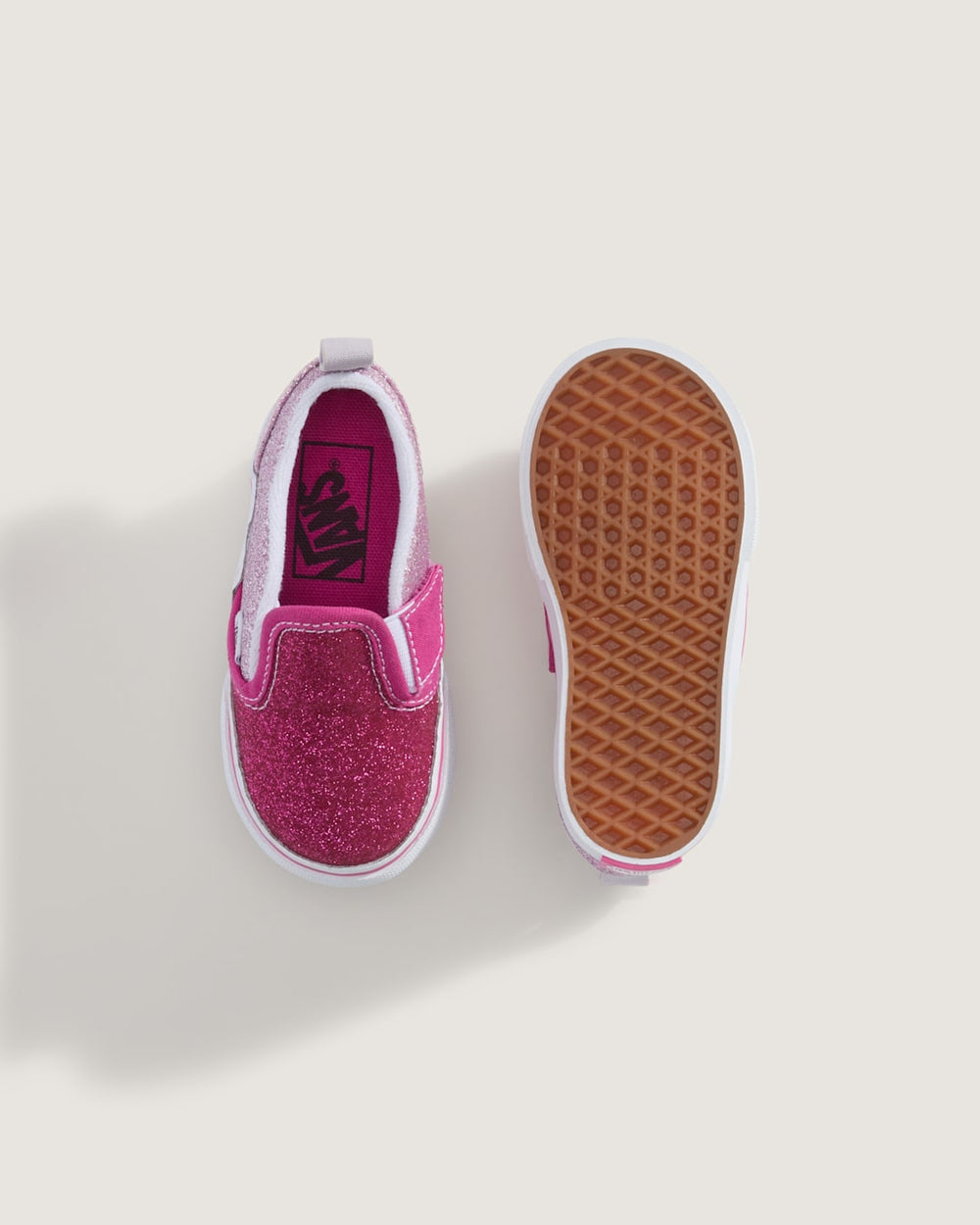 Toddler Classic Slip-On V Shoe in Glitter Raspberry Rose Pink | Vans outlet
