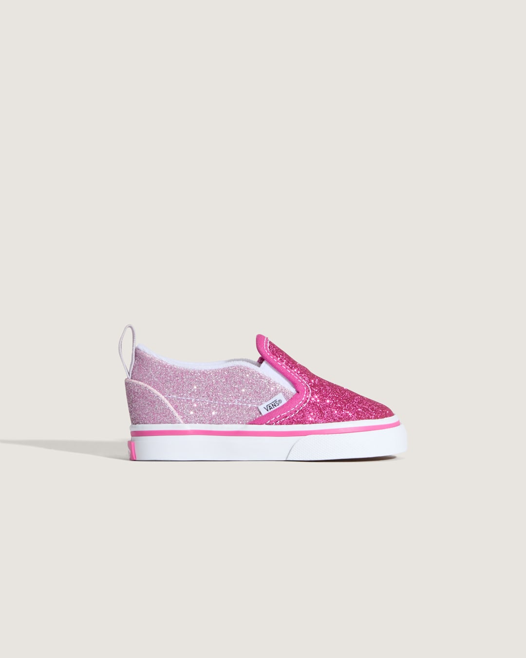 Toddler Classic Slip-On V Shoe in Glitter Raspberry Rose Pink | Vans outlet