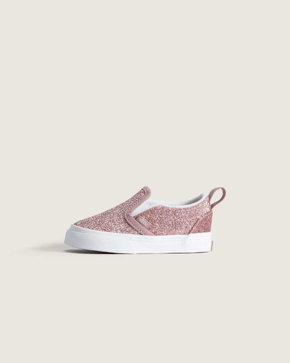 Toddler Classic Slip-On V Shoe in Glitter Rose Gold Pink | Vans outlet