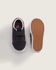 Toddler Old Skool V Shoe in Glitter Plaid Red / Black | Vans on sale