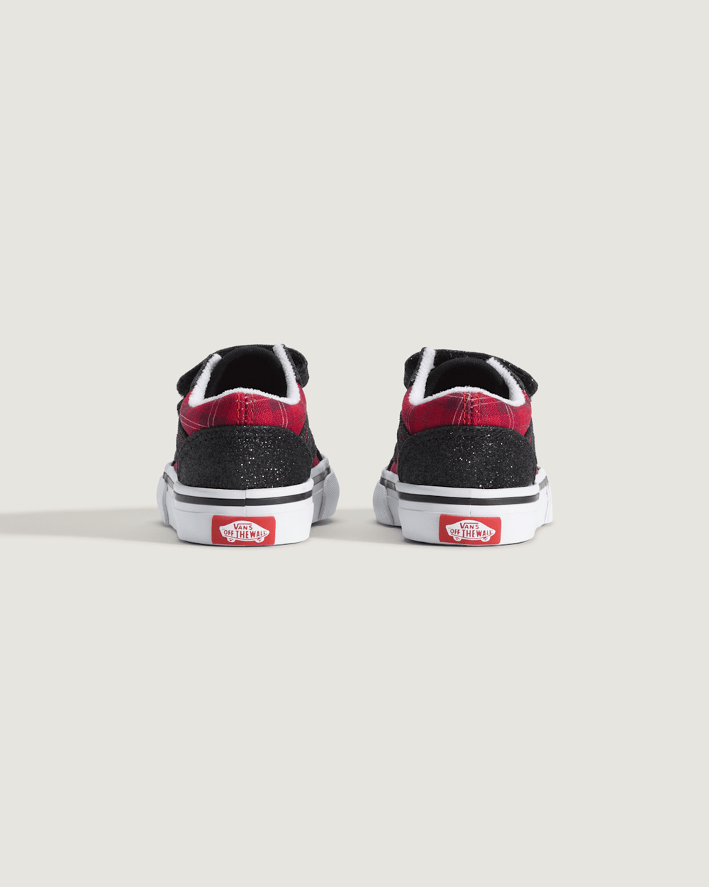 Toddler Old Skool V Shoe in Glitter Plaid Red / Black | Vans on sale