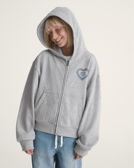 Kids Lacey Daze Retro Zip Hoodie in Cement Heather Grey | Vans online