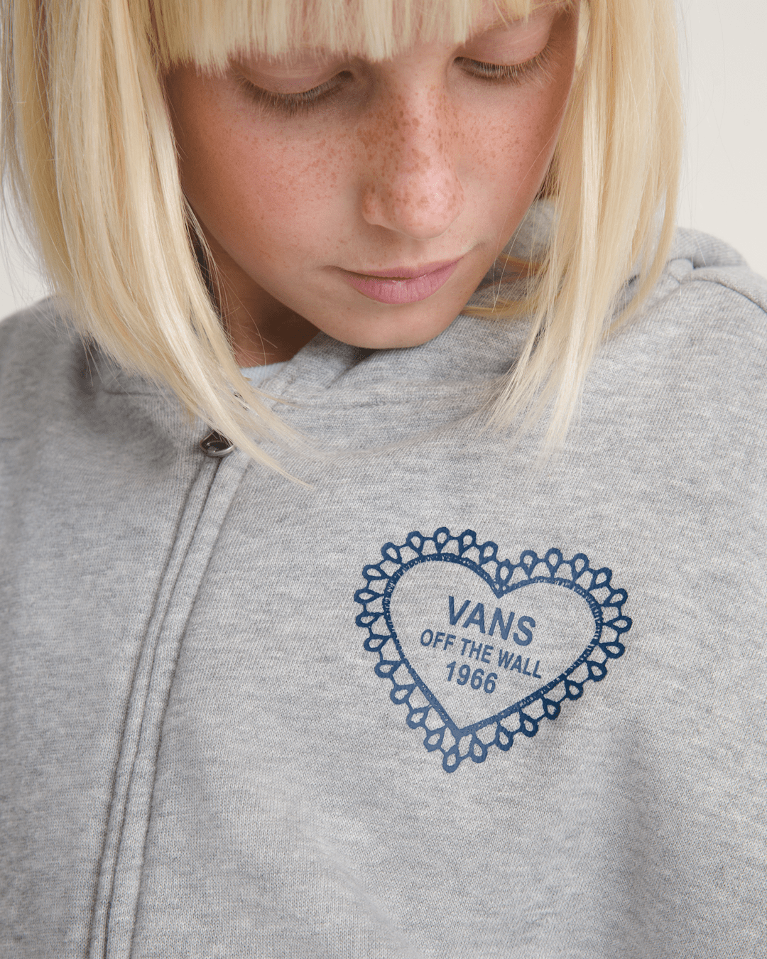 Kids Lacey Daze Retro Zip Hoodie in Cement Heather Grey | Vans online