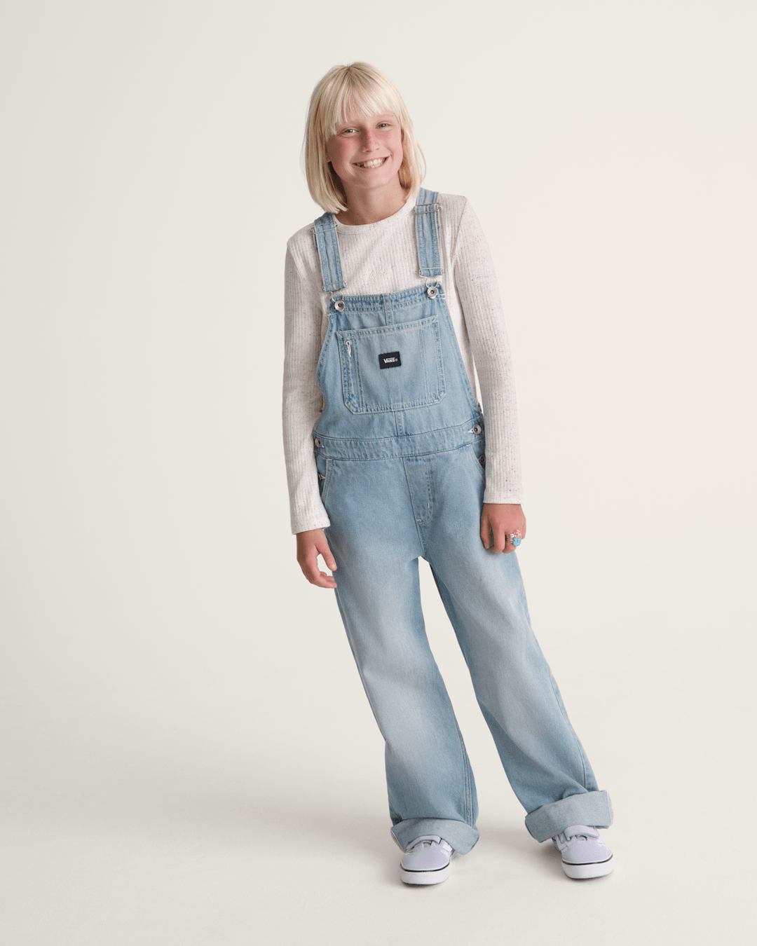 Kids Sirelle Denim Overalls in Stonewash Blue | Vans outlet