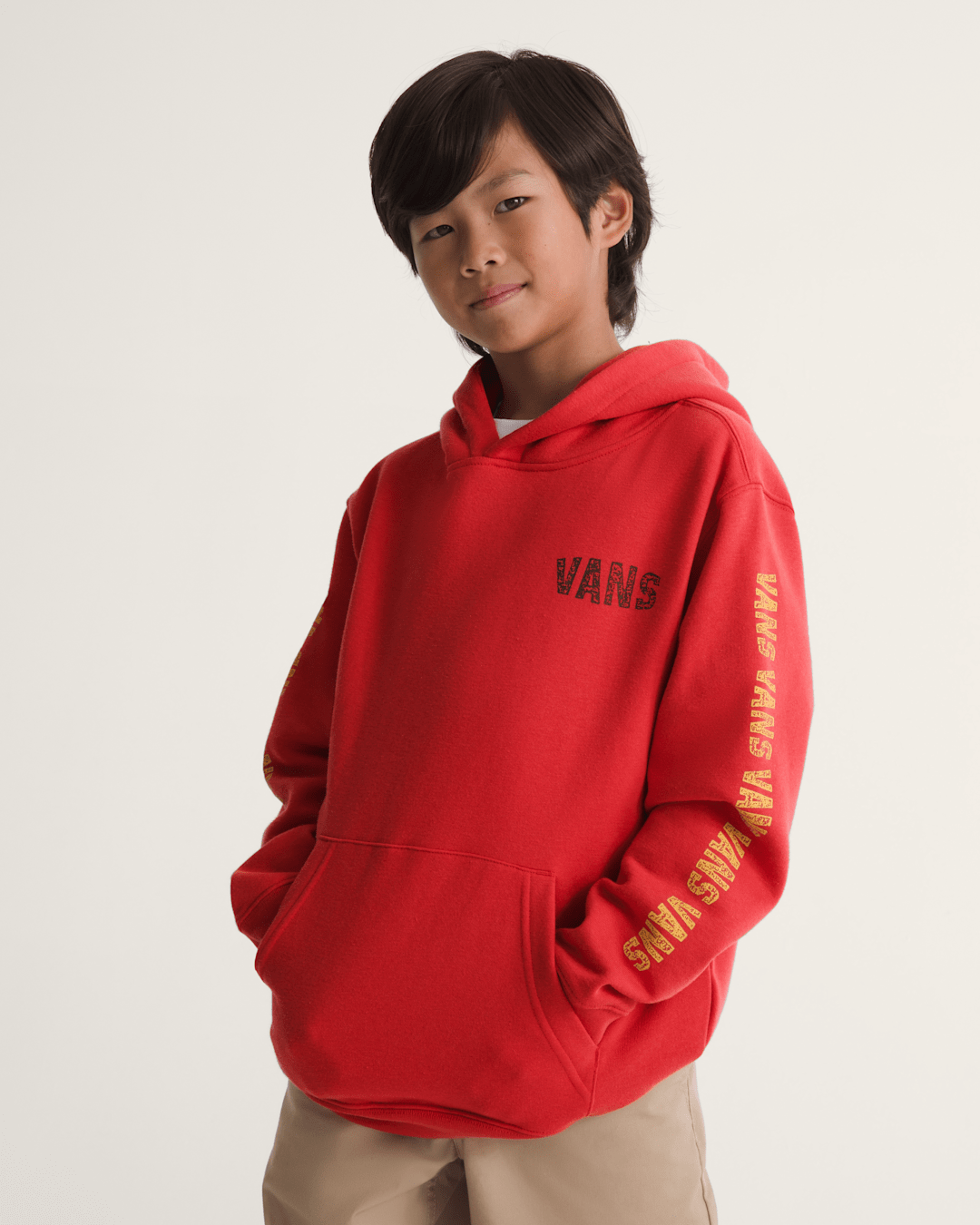 Kids Racing Flames Pullover Hoodie in Crimson Haze Red | Vans near me
