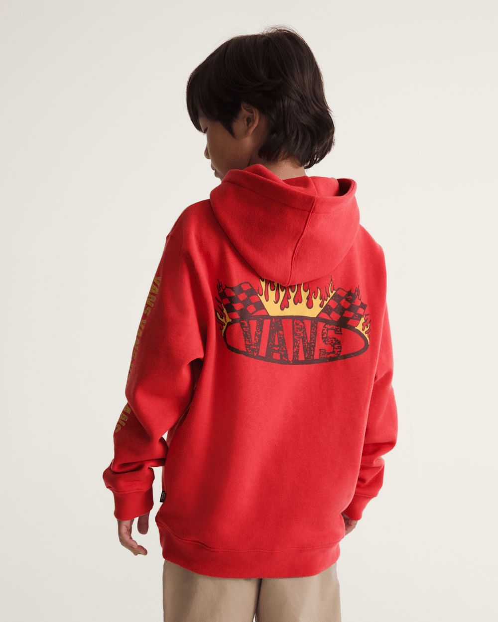 Kids Racing Flames Pullover Hoodie in Crimson Haze Red | Vans near me