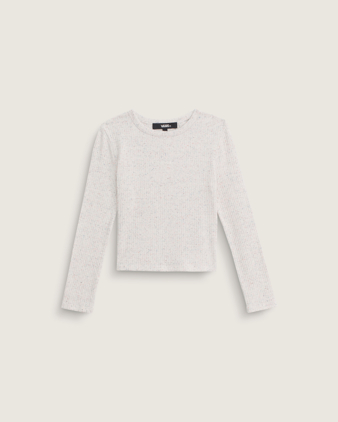 Kids Teri Confetti Rib Long Sleeve Shirt in Marshmallow White | Vans on sale