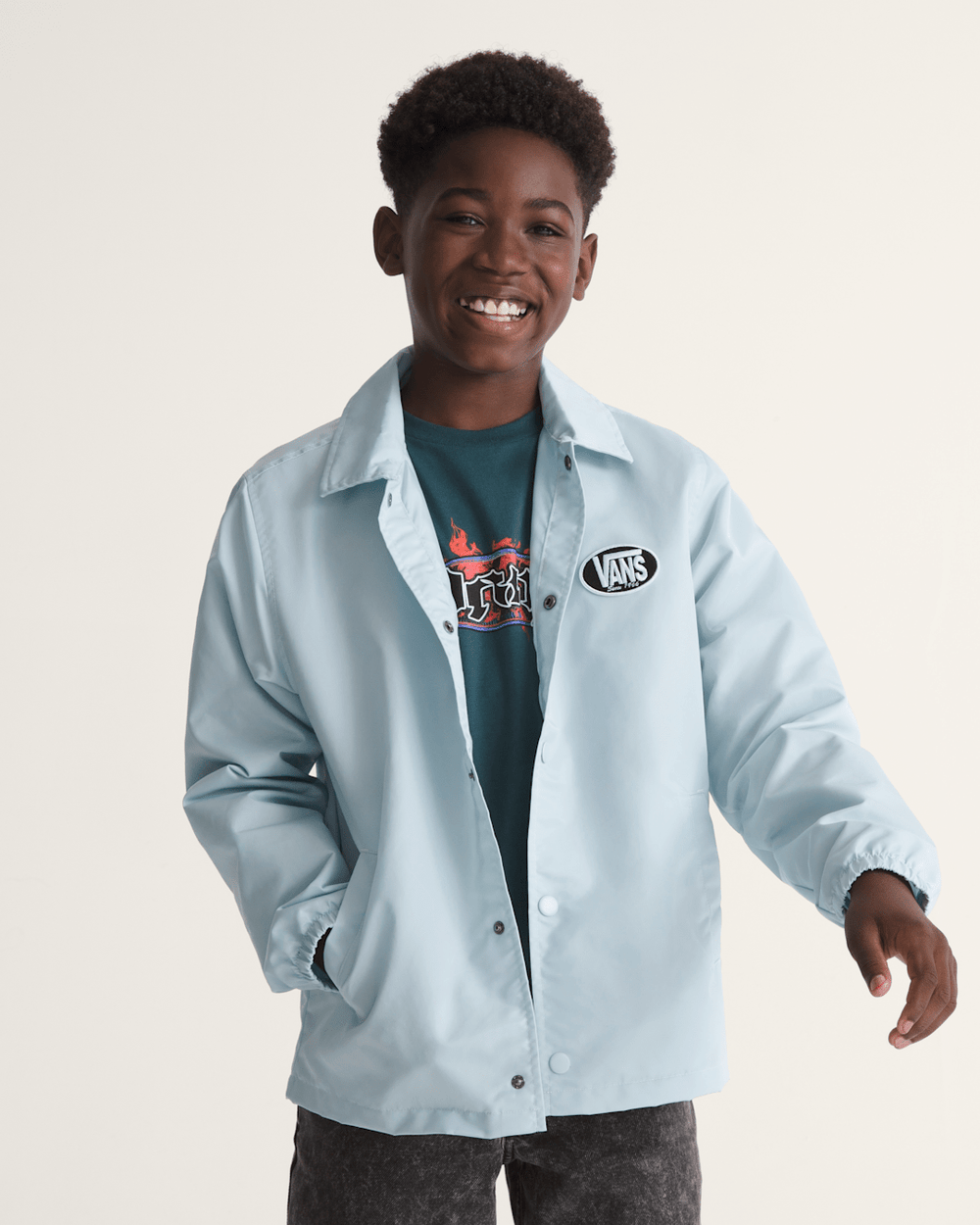 Kids Torrey Coaches Jacket in Dawn Mist Blue | Vans discount