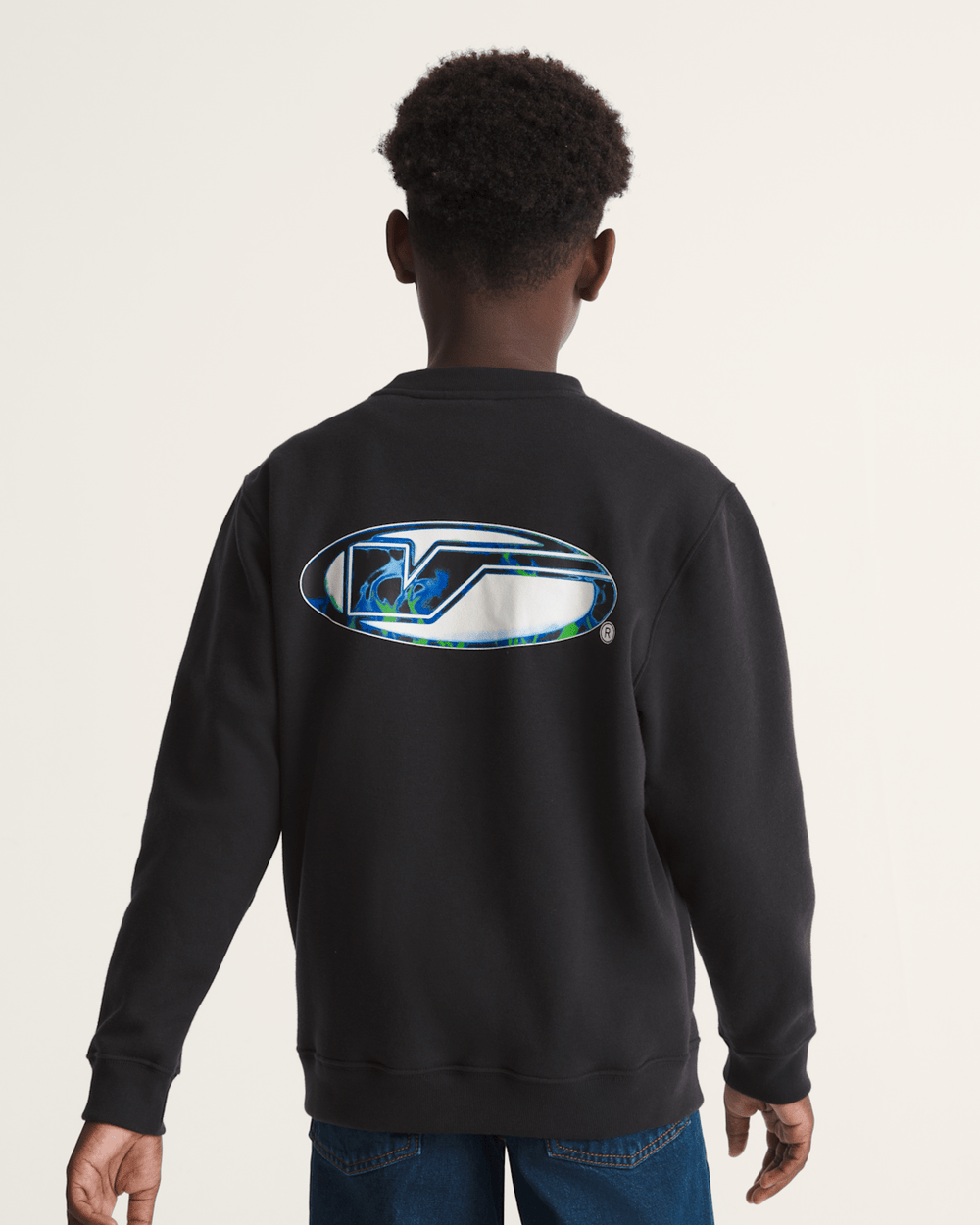 Kids Bevel Flame Crew Sweatshirt in Black | Vans online