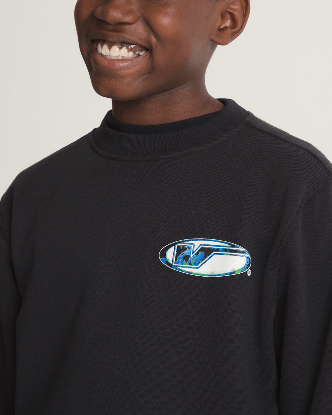 Kids Bevel Flame Crew Sweatshirt in Black | Vans online