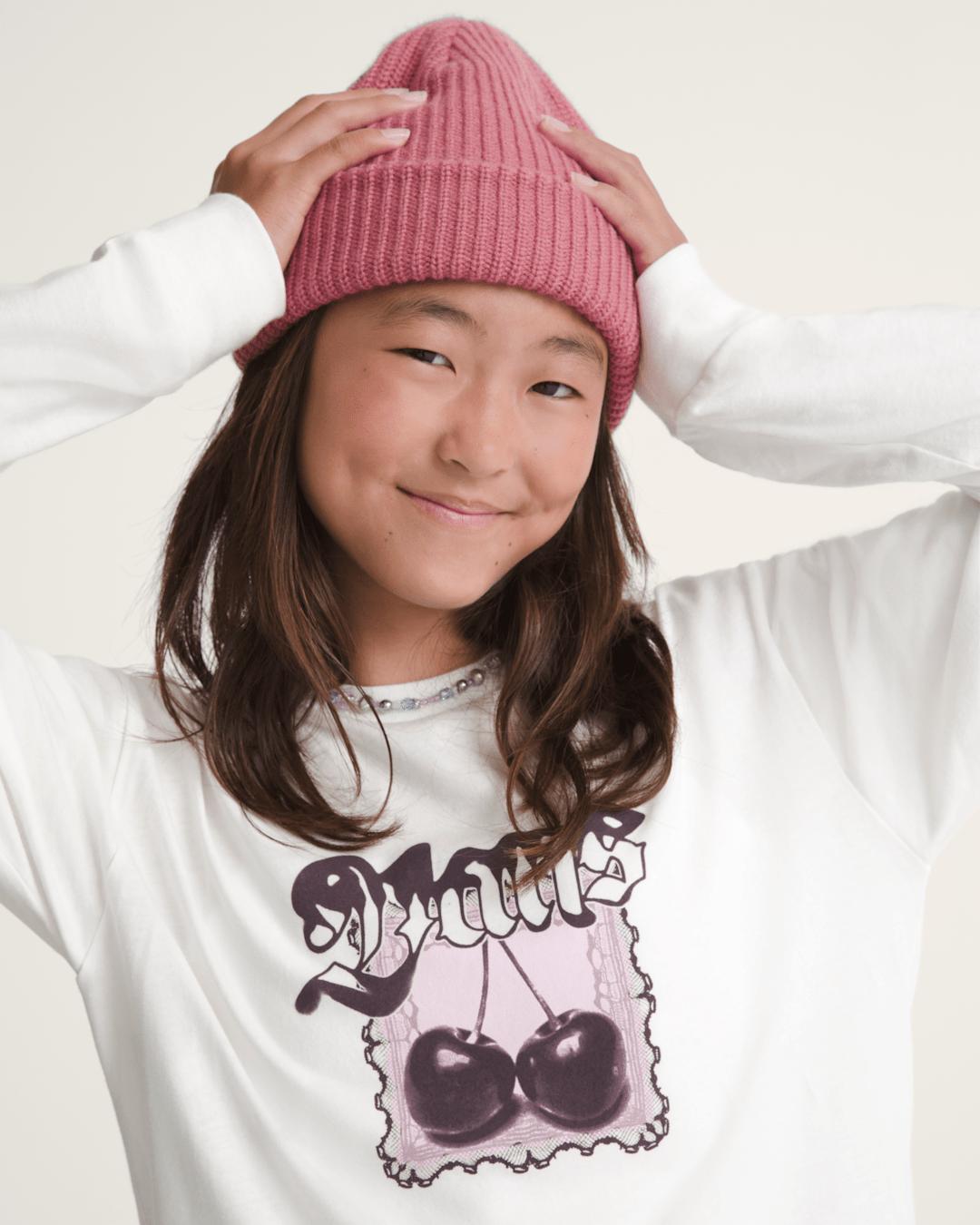 Kids Cherrylace Long Sleeve T-Shirt in Marshmallow White | Vans sale