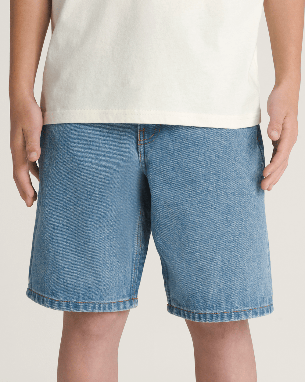 Kids Check-5 Baggy Denim Shorts in Stonewash Blue | Vans sale