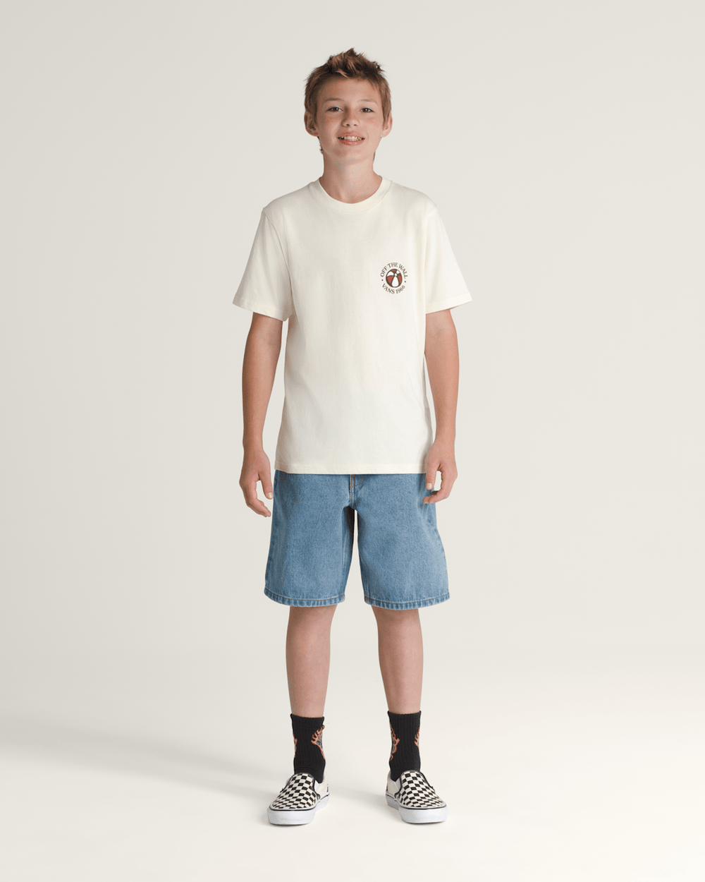 Kids Check-5 Baggy Denim Shorts in Stonewash Blue | Vans sale