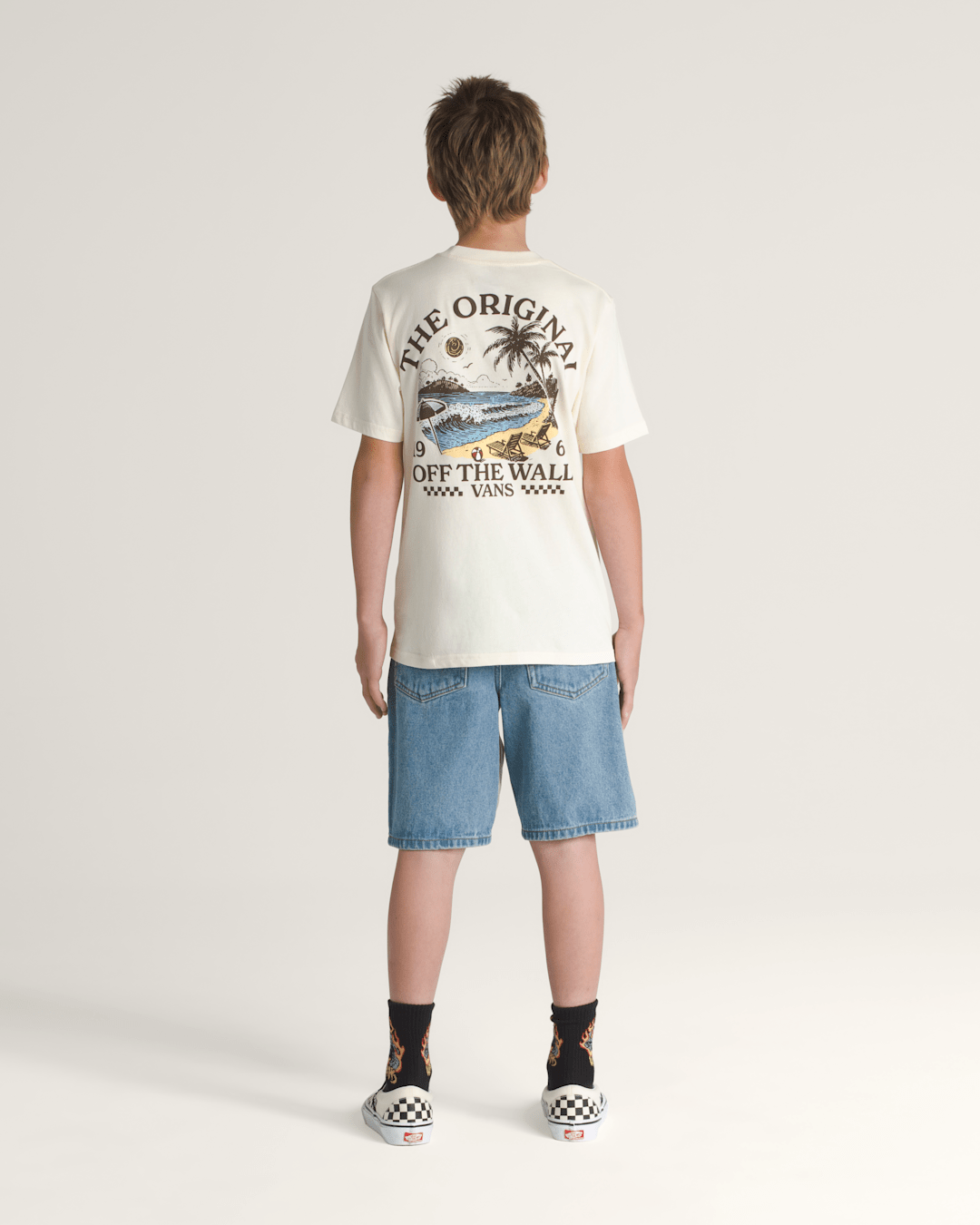 Kids Check-5 Baggy Denim Shorts in Stonewash Blue | Vans sale