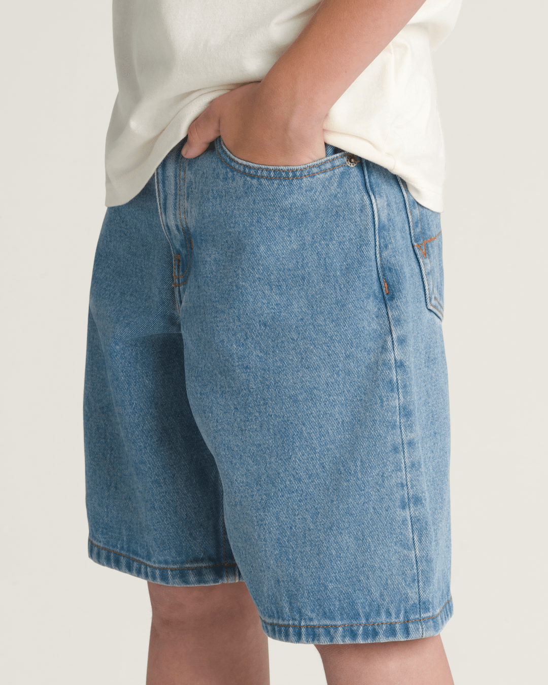 Kids Check-5 Baggy Denim Shorts in Stonewash Blue | Vans sale