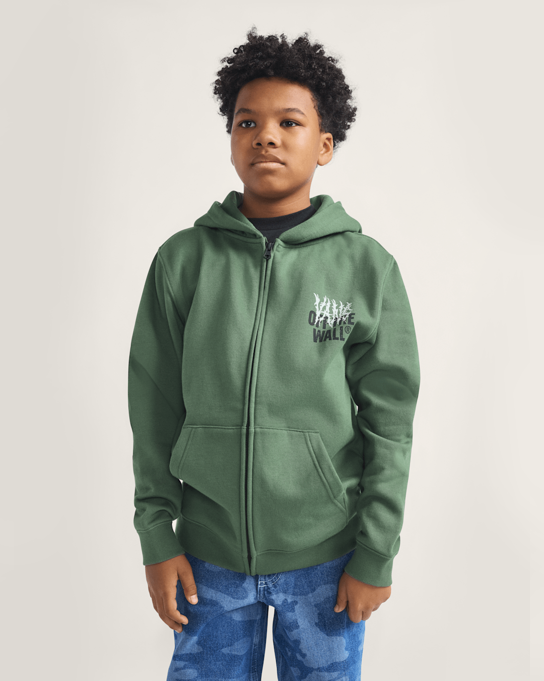 Kids Metal Wall Zip Hoodie in Pine Forest Green | Vans online