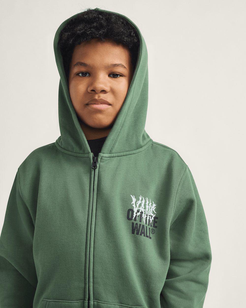 Kids Metal Wall Zip Hoodie in Pine Forest Green | Vans online